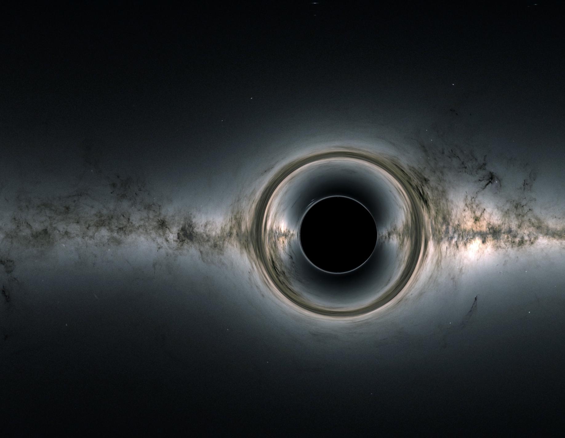Light bending around a black hole.